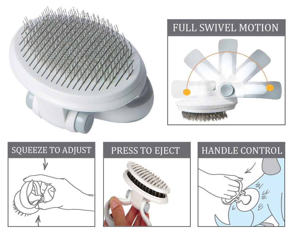Gyrater Travel Self-Cleaning Swivel Grooming Slicker Pet Brush