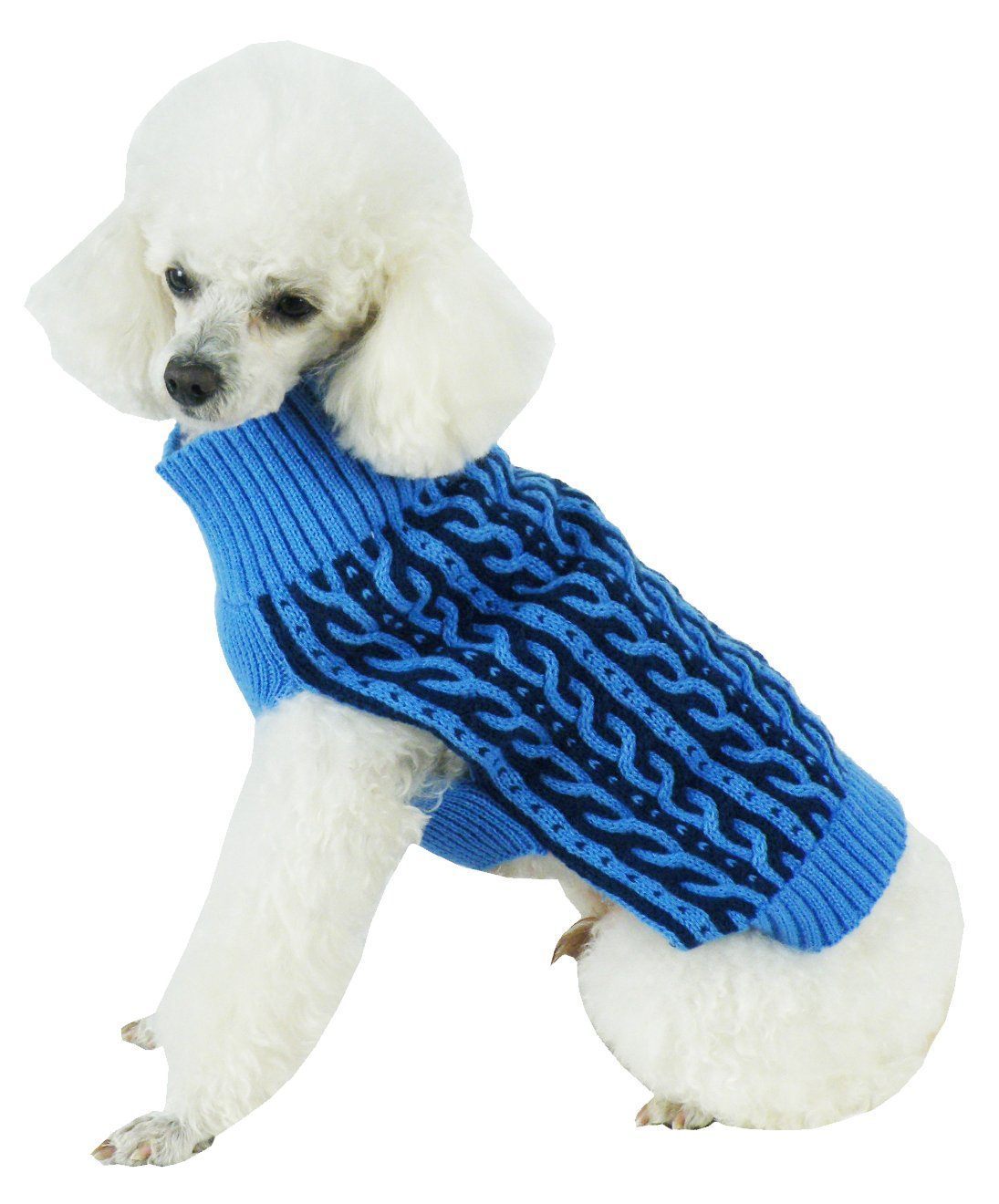 Harmonious Dual Color Weaved Heavy Cable Knitted Designer Dog Sweater