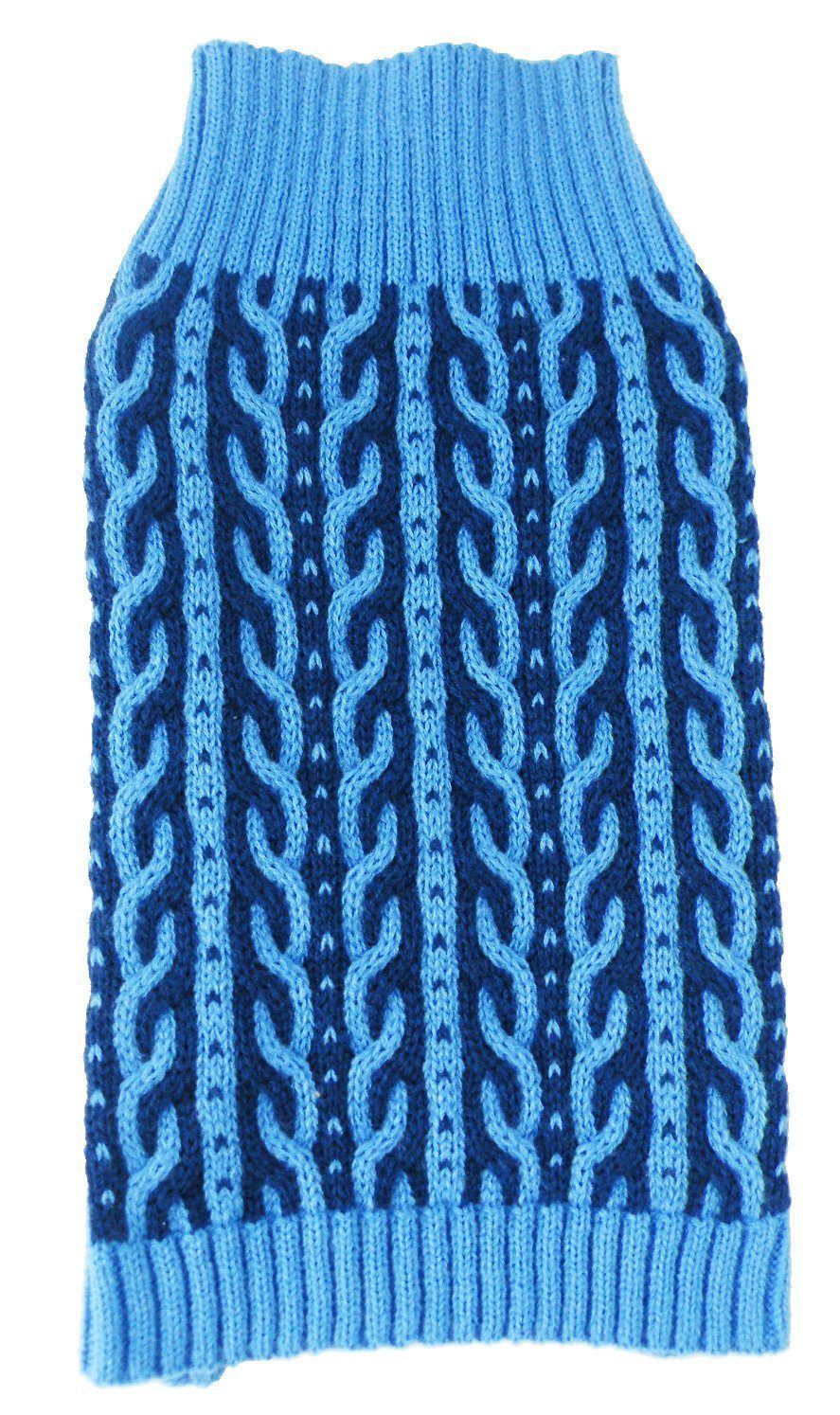 Harmonious Dual Color Weaved Heavy Cable Knitted Designer Dog Sweater