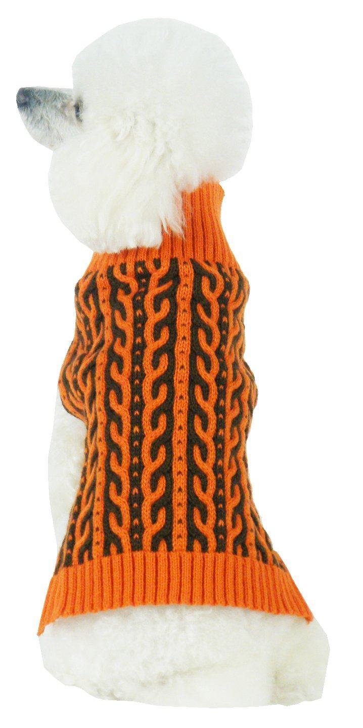 Harmonious Dual Color Weaved Heavy Cable Knitted Designer Dog Sweater
