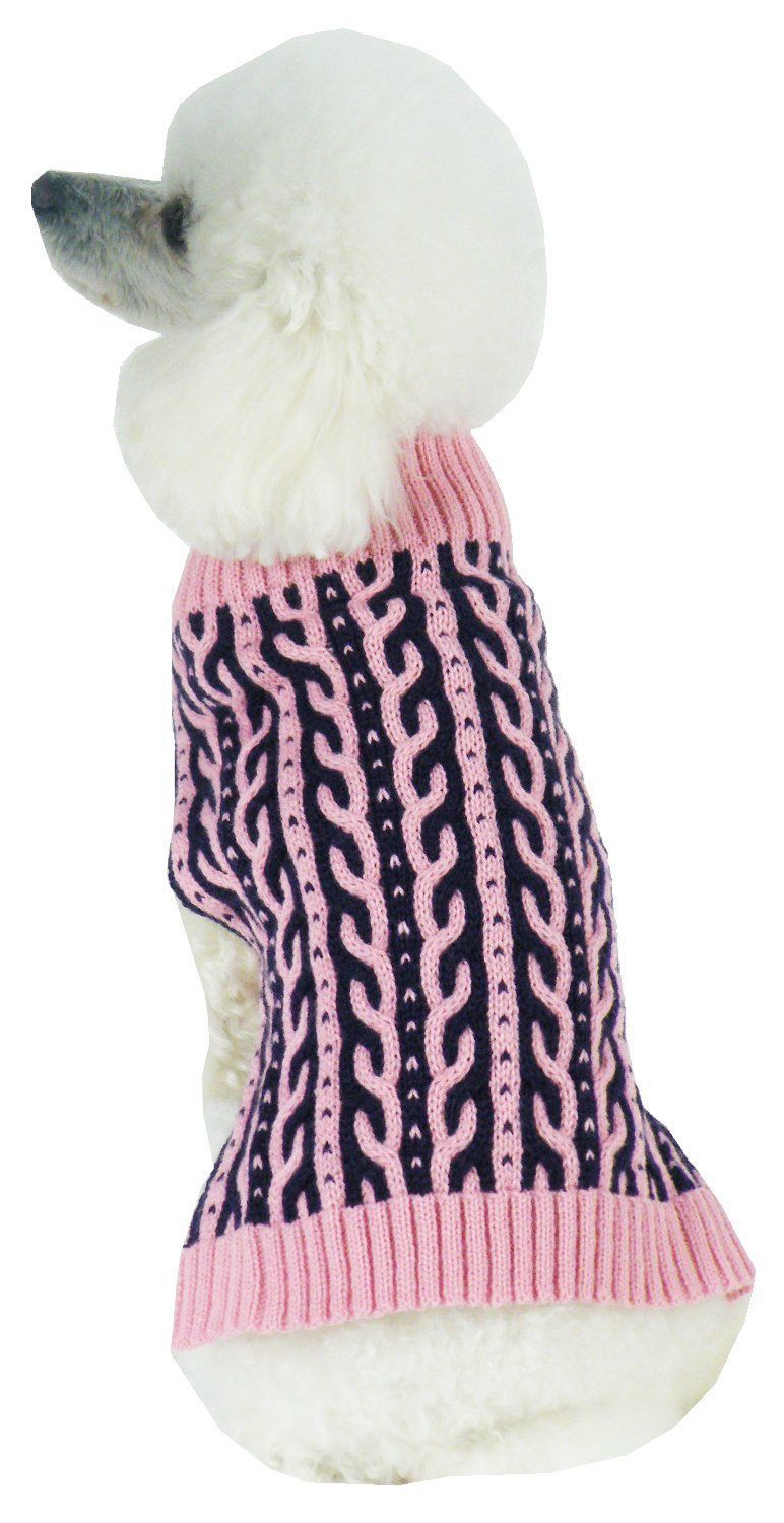 Harmonious Dual Color Weaved Heavy Cable Knitted Designer Dog Sweater