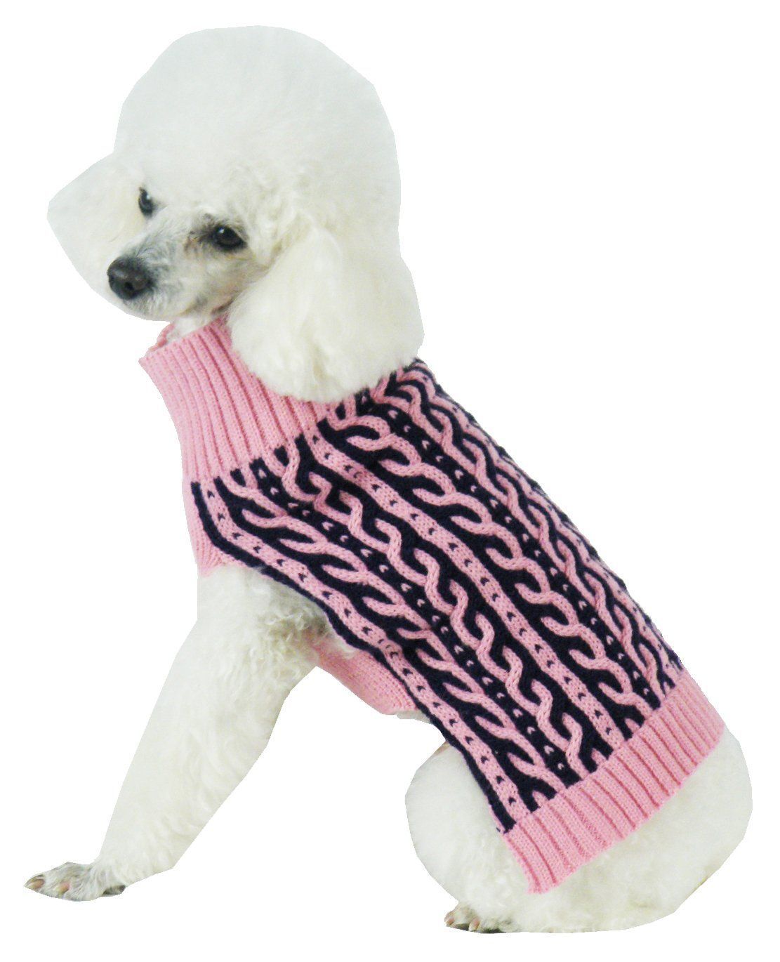 Harmonious Dual Color Weaved Heavy Cable Knitted Designer Dog Sweater