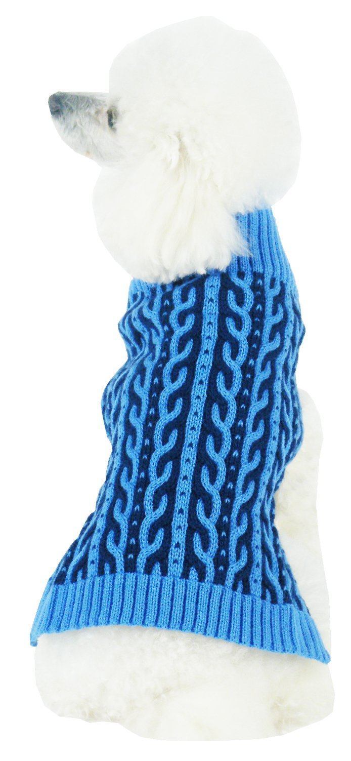Harmonious Dual Color Weaved Heavy Cable Knitted Designer Dog Sweater