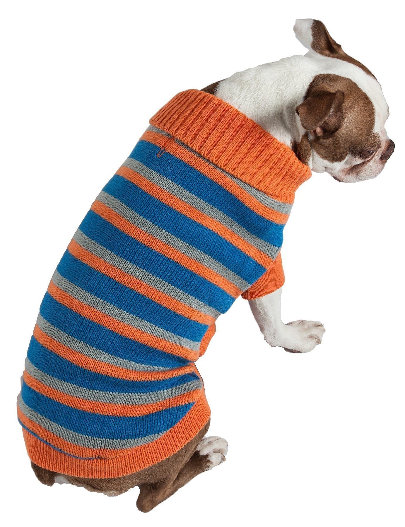 Heavy Cable Knitted Striped Fashion Designer Polo Dog Sweater