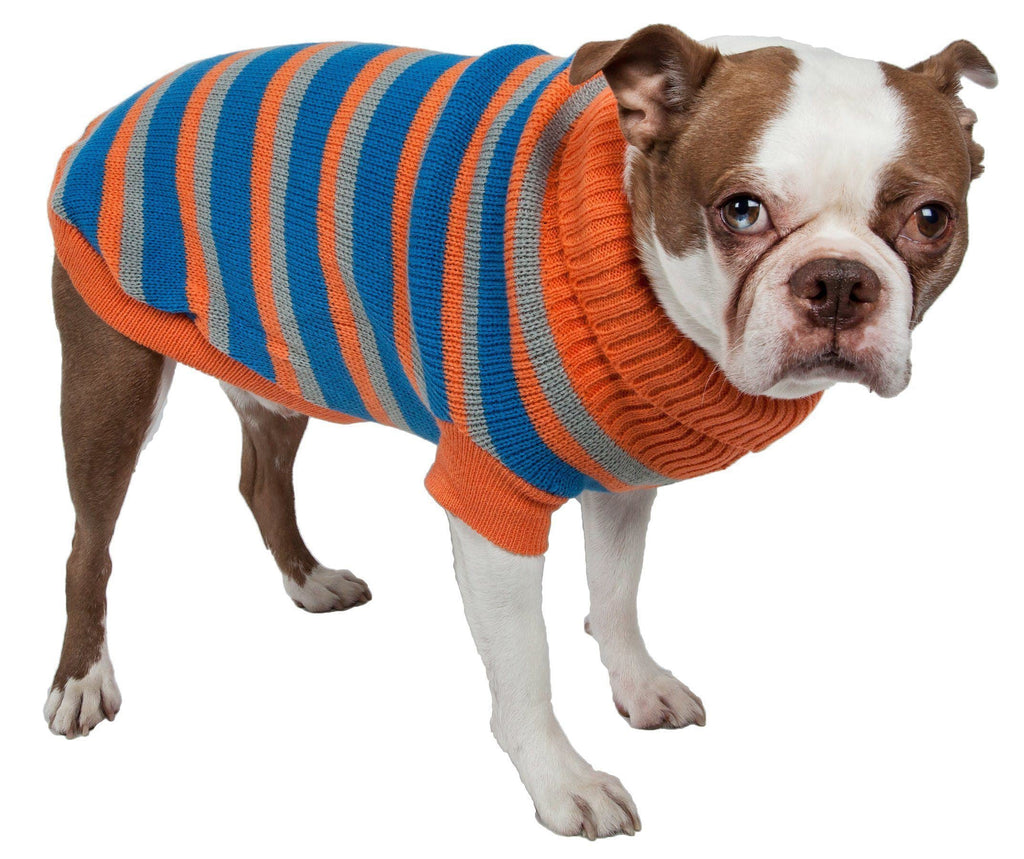 Heavy Cable Knitted Striped Fashion Designer Polo Dog Sweater
