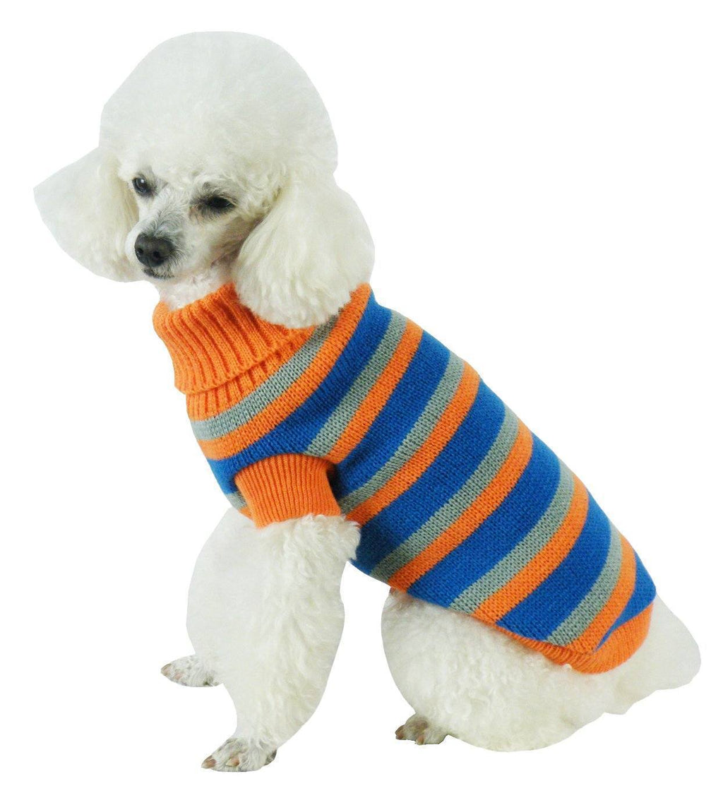 Heavy Cable Knitted Striped Fashion Designer Polo Dog Sweater