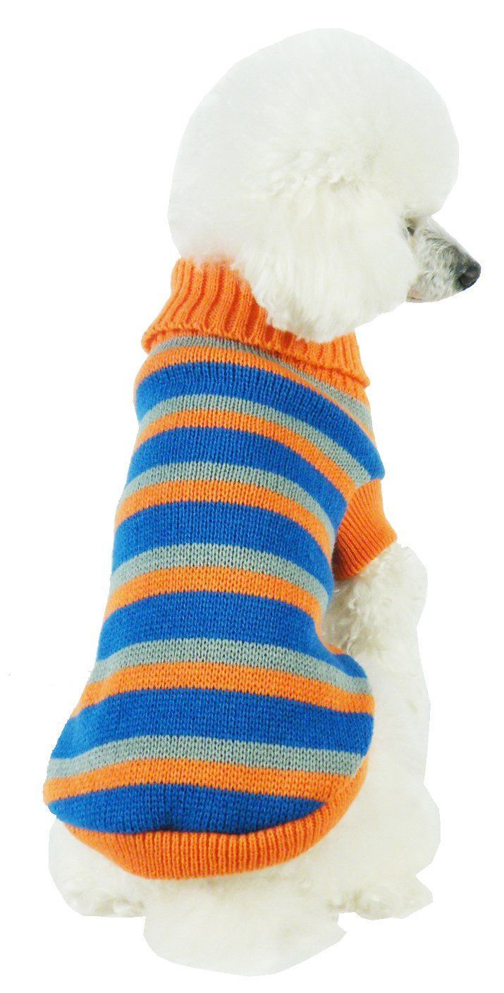 Heavy Cable Knitted Striped Fashion Designer Polo Dog Sweater