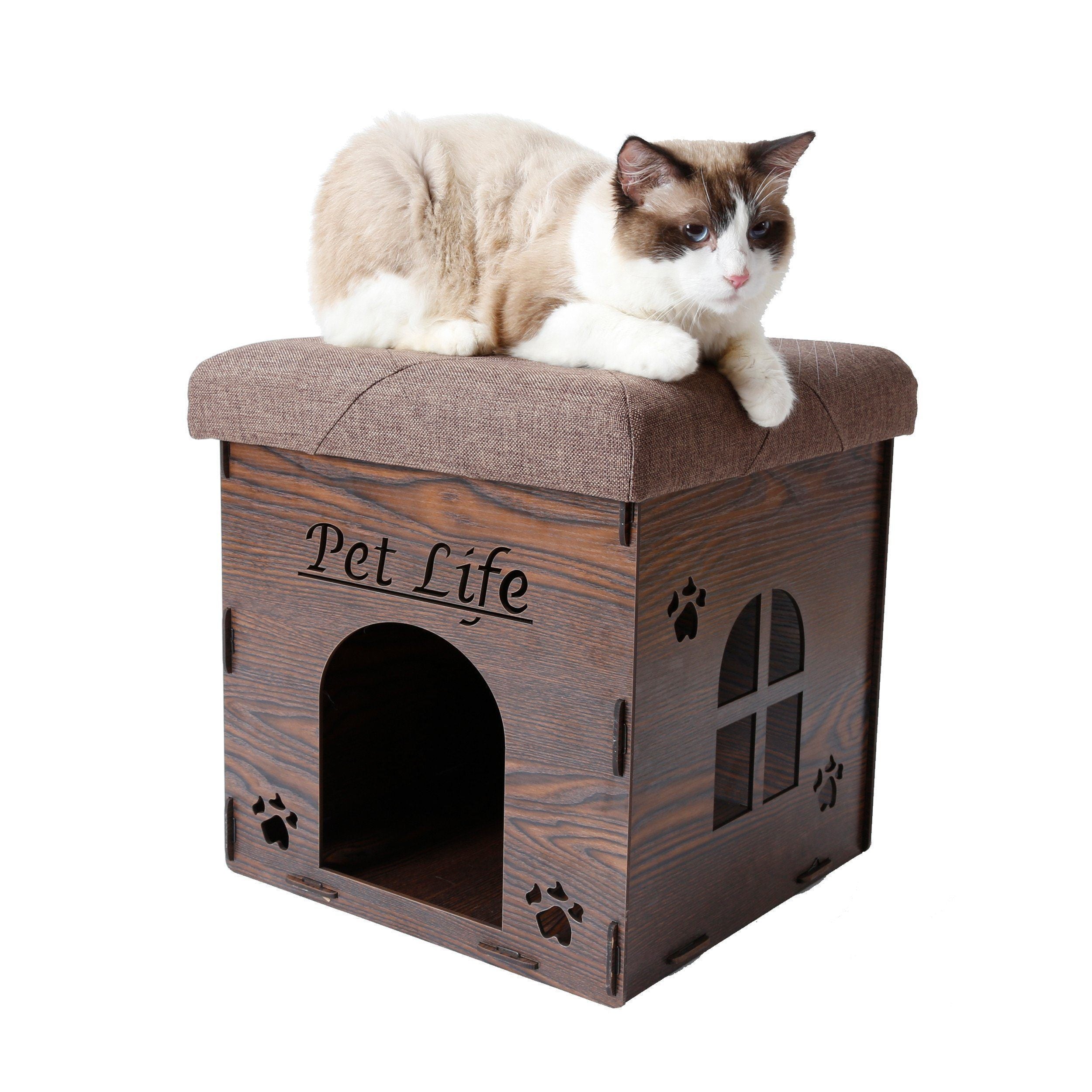 Kitty Kallapse Collapsible Folding Kitty Cat House Bed Ottoman Furniture