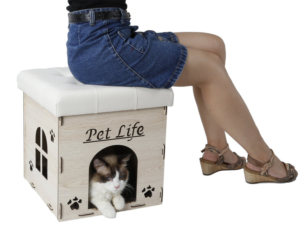 Kitty Kallapse Collapsible Folding Kitty Cat House Bed Ottoman Furniture
