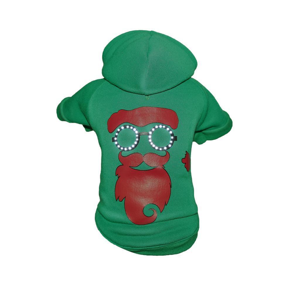LED Lighting Cool Santa Shades Hooded Dog Costume Sweater