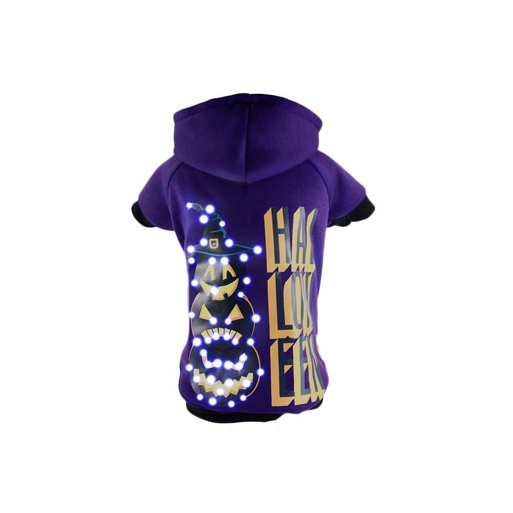 LED Lighting Halloween Happy Snowman Hooded Dog Costume Sweater with Batteries