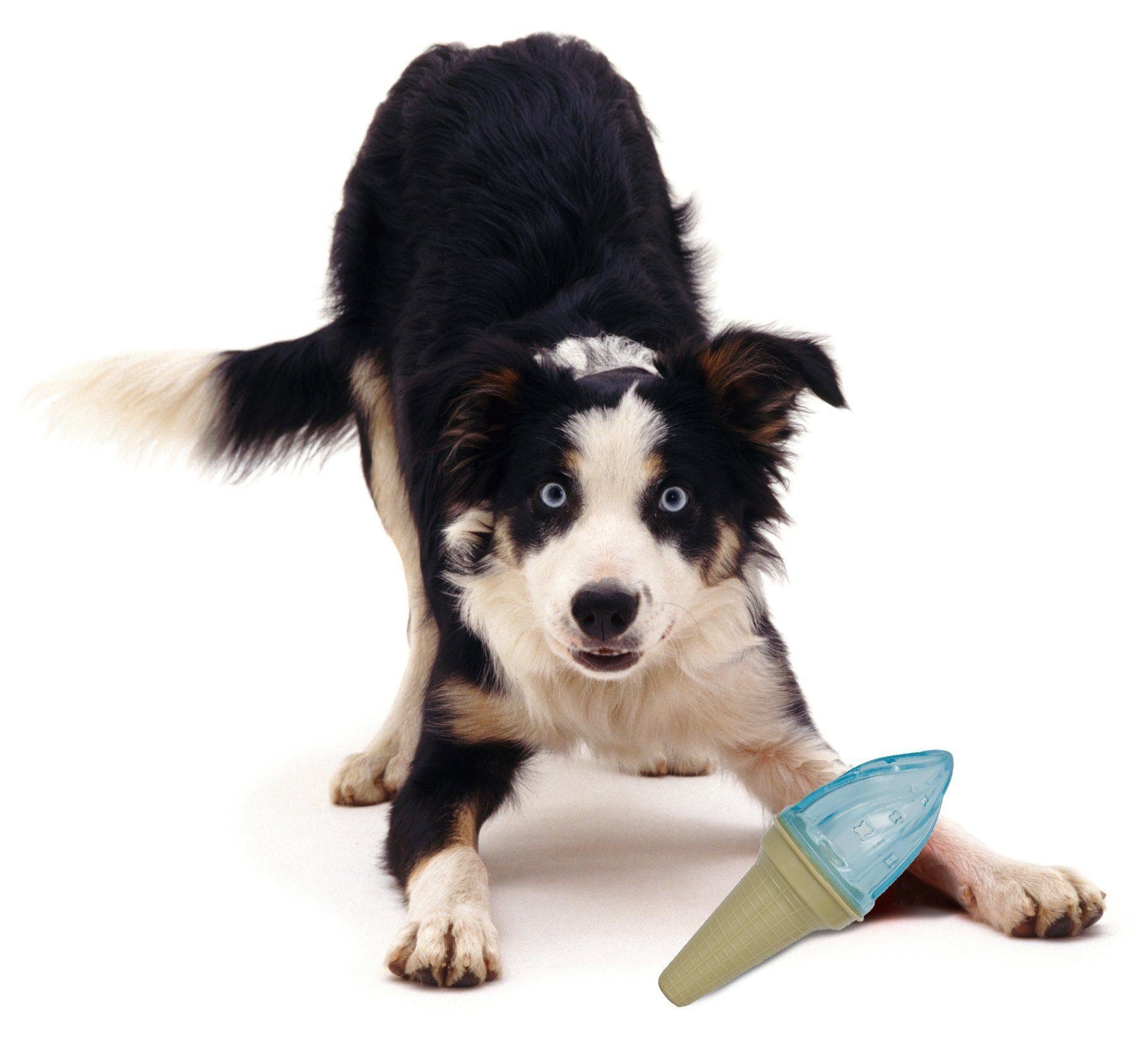Lick and Gnaw Ice Cream Cone Freezable Chewable Dog Toy with Treat Pocket