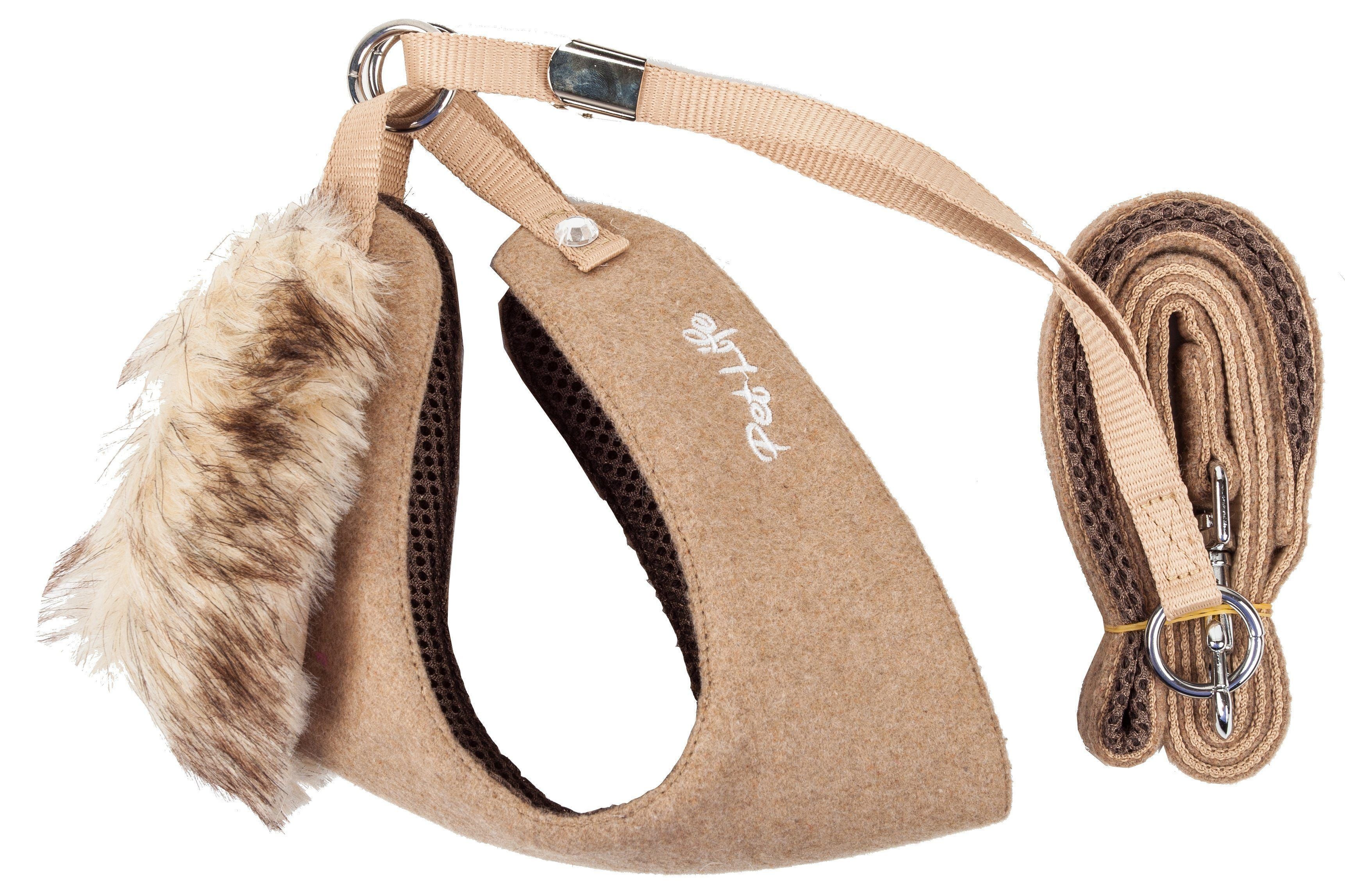 Luxe Furracious 2-in-1 Adjustable Dog Harness and Leash with Detachable Fur Collar