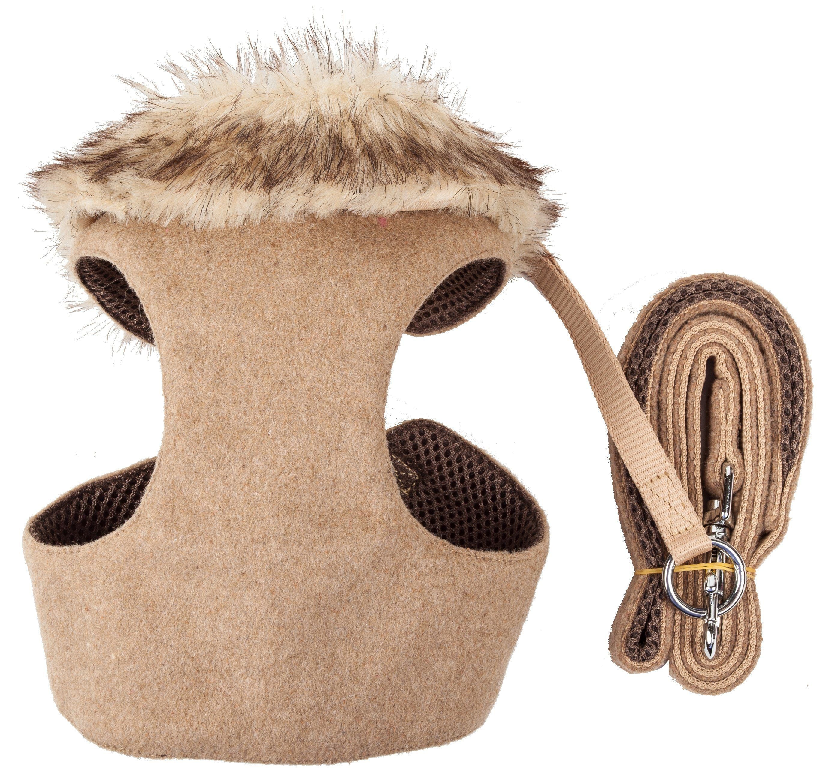 Luxe Furracious 2-in-1 Adjustable Dog Harness and Leash with Detachable Fur Collar