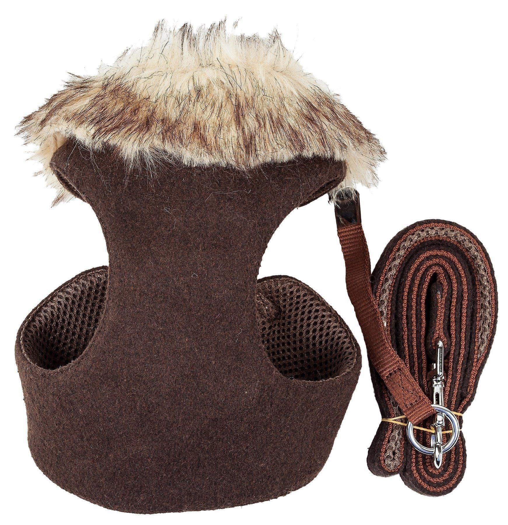 Luxe Furracious 2-in-1 Adjustable Dog Harness and Leash with Detachable Fur Collar