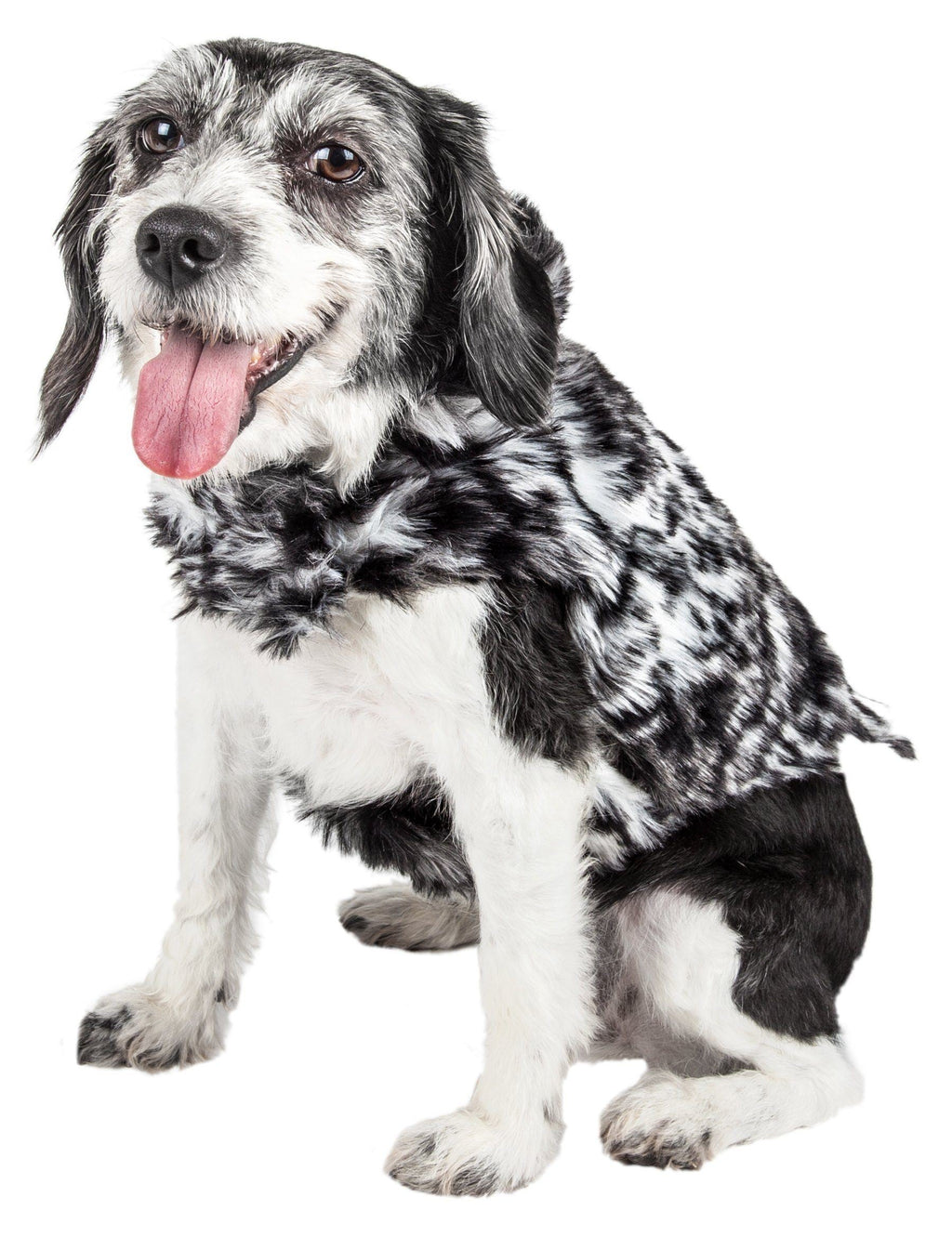 Luxe Paw Dropping Gray-Scale Tiger Pattern Mink Fur Dog Coat