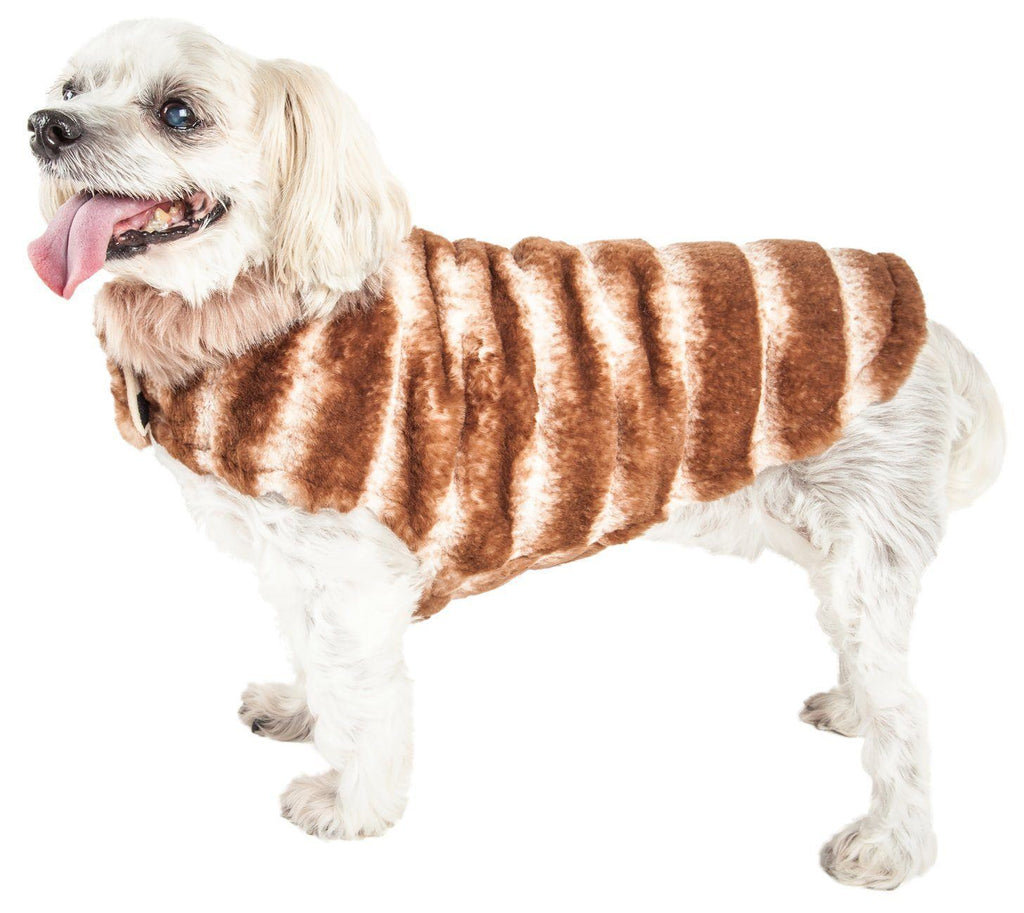 Luxe Tira-Poochoo Tiramisu Patterned Mink Fur Designer Dog Jacket
