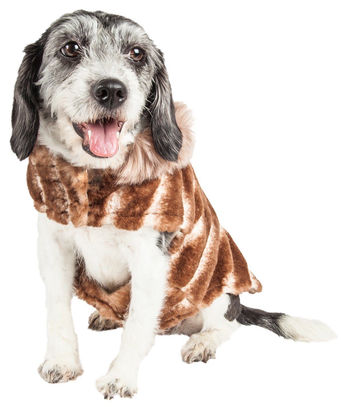 Luxe Tira-Poochoo Tiramisu Patterned Mink Fur Designer Dog Jacket