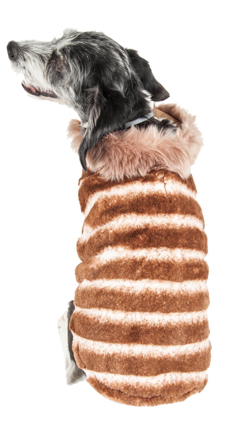 Luxe Tira-Poochoo Tiramisu Patterned Mink Fur Designer Dog Jacket