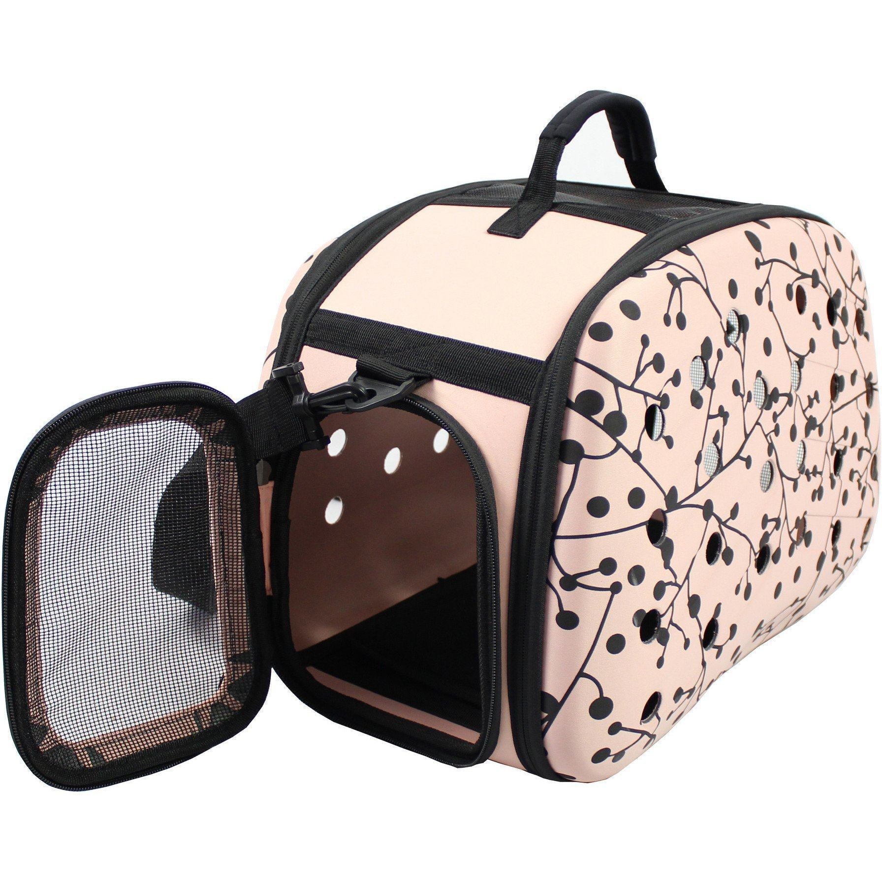 Narrow Shelled Perforated Lightweight Collapsible Military Grade Designer Travel Dog Carrier