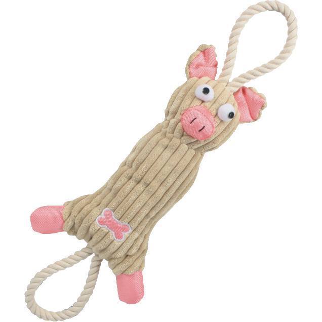 Plush Cow Natural Jute Rope and Squeak Tugging Plush Dog Toy