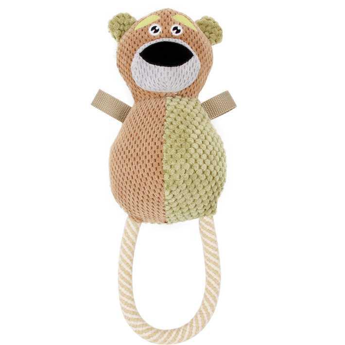 Huggabear Natural Jute Squeaking and Tug Plush Dog Toy