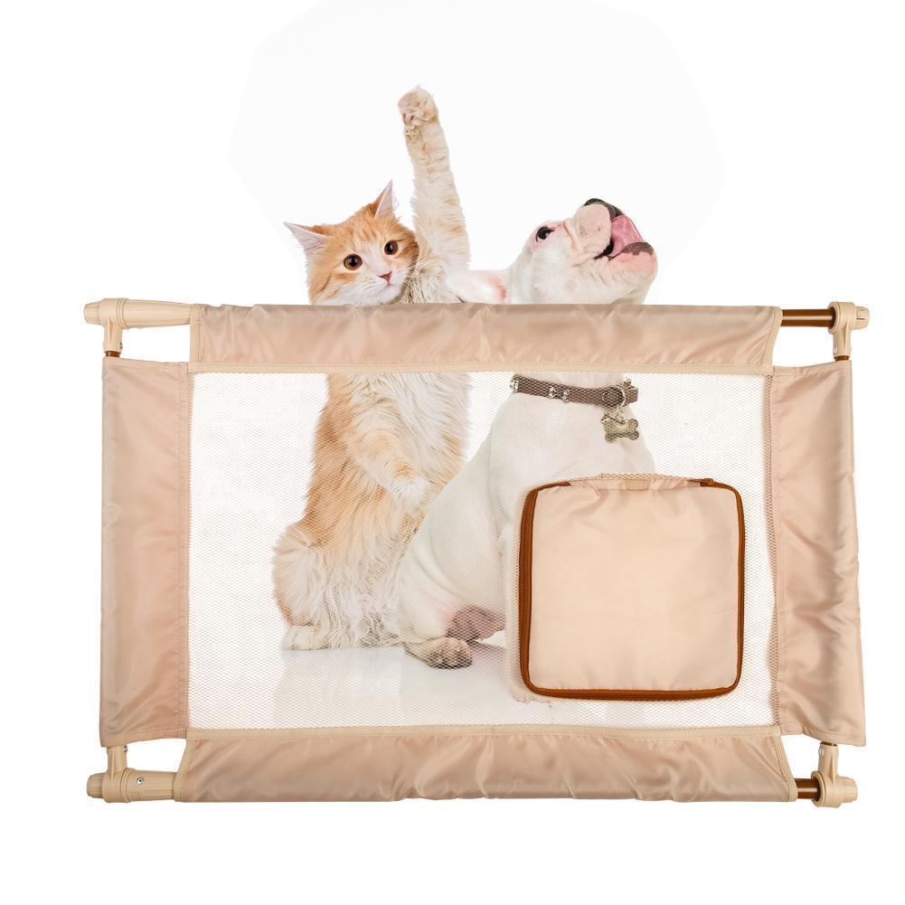 Porta Gate Anti-Drilling Nylon Mesh Collapsible Folding Travel Pet Dog Gate