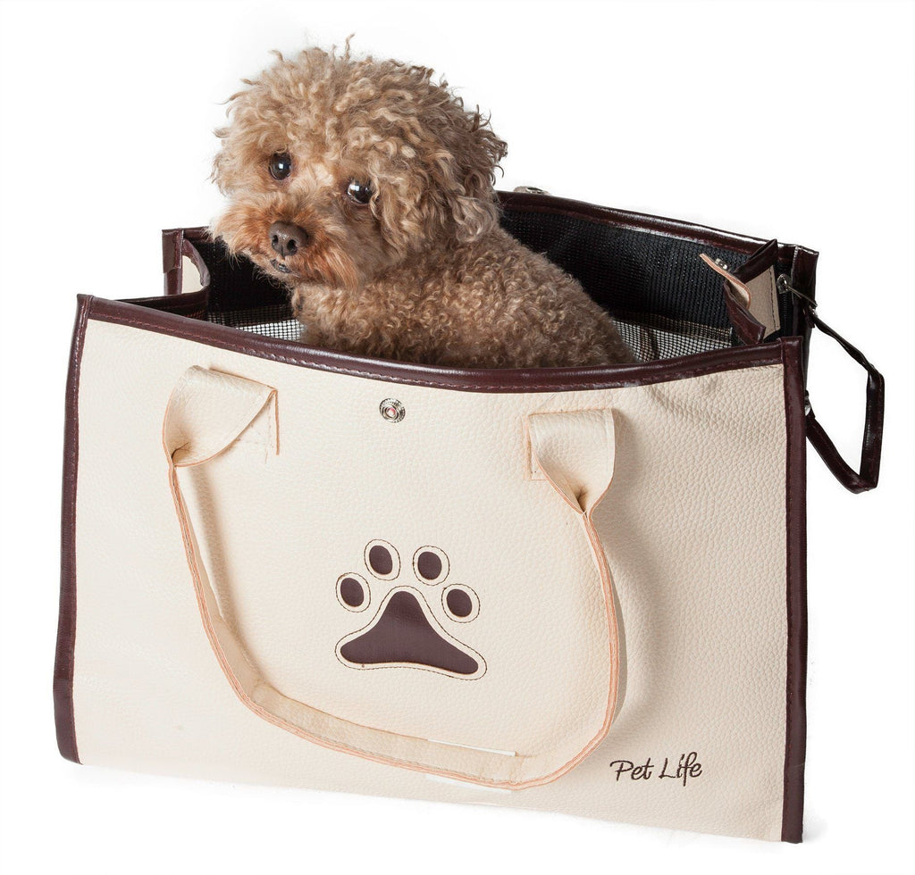 Posh Paw Elegant Leatherette Designer Fashion Travel Pet Dog Carrier Tote