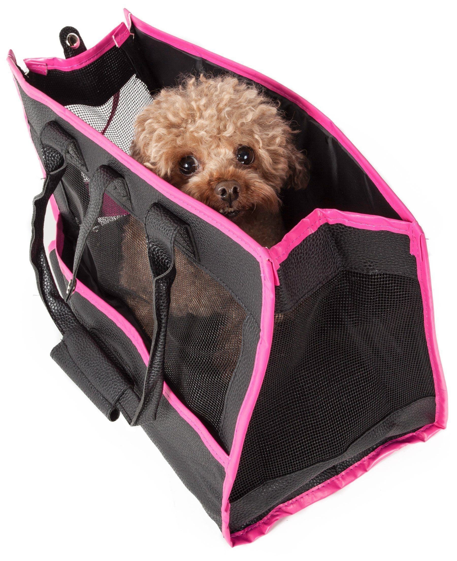 Posh Paw Elegant Leatherette Designer Fashion Travel Pet Dog Carrier Tote