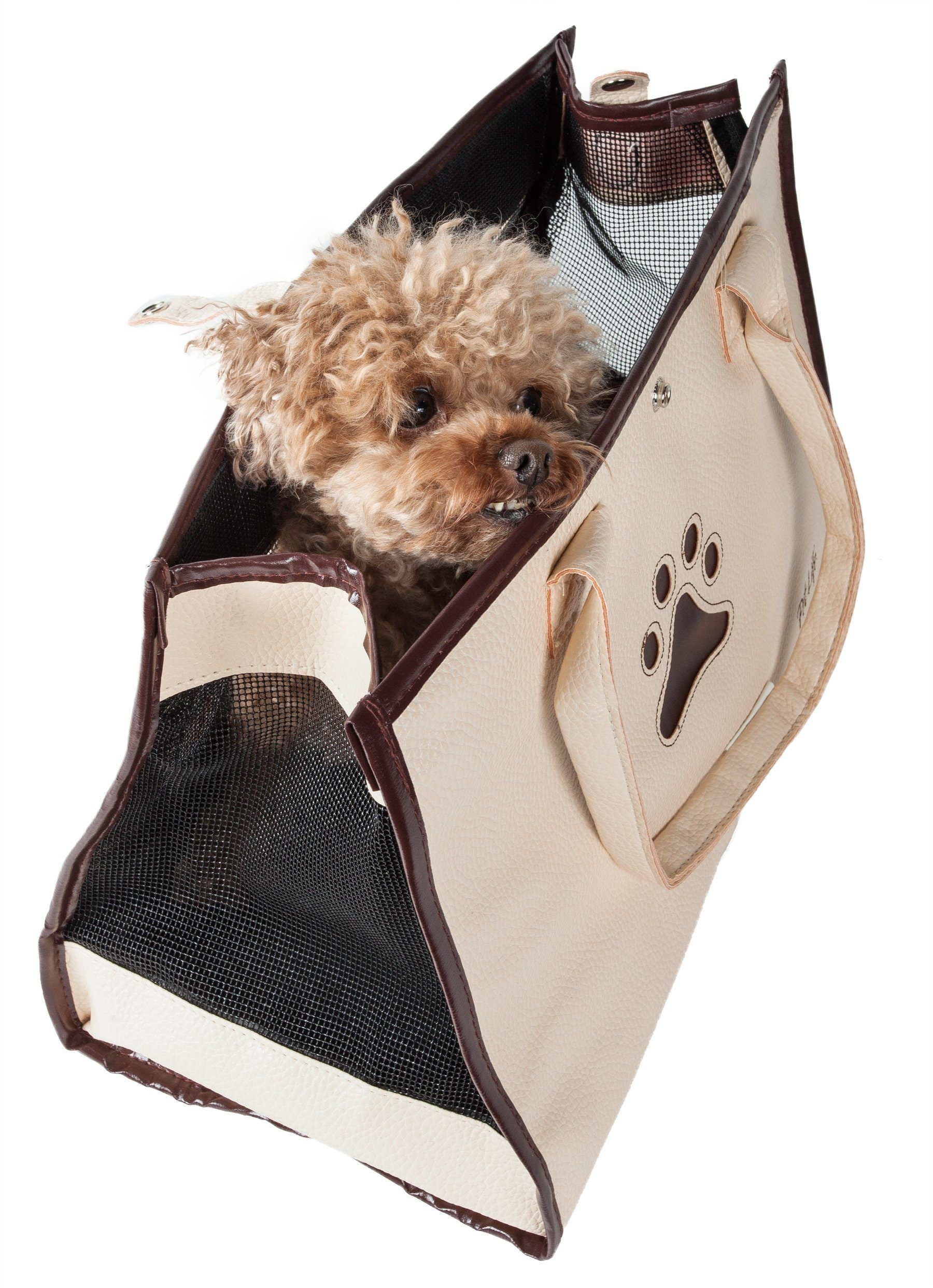 Posh Paw Elegant Leatherette Designer Fashion Travel Pet Dog Carrier Tote