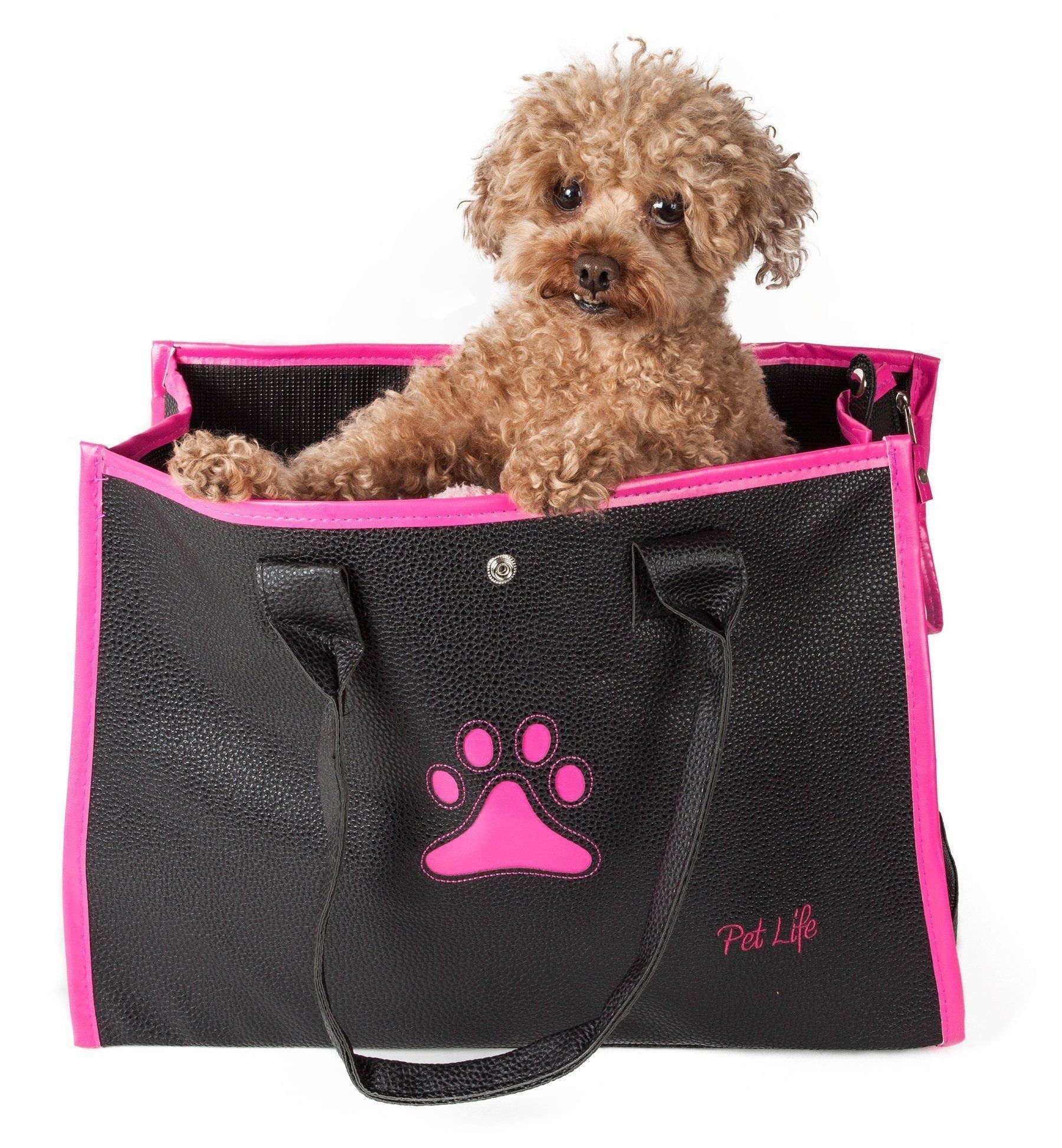Posh Paw Elegant Leatherette Designer Fashion Travel Pet Dog Carrier Tote