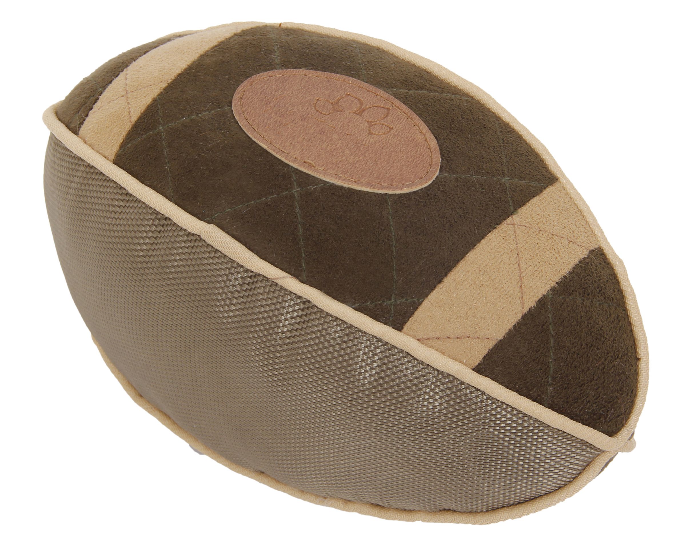 Pugskin Durable Oxford Nylon and Mesh Plush Squeaky Football Dog Toy