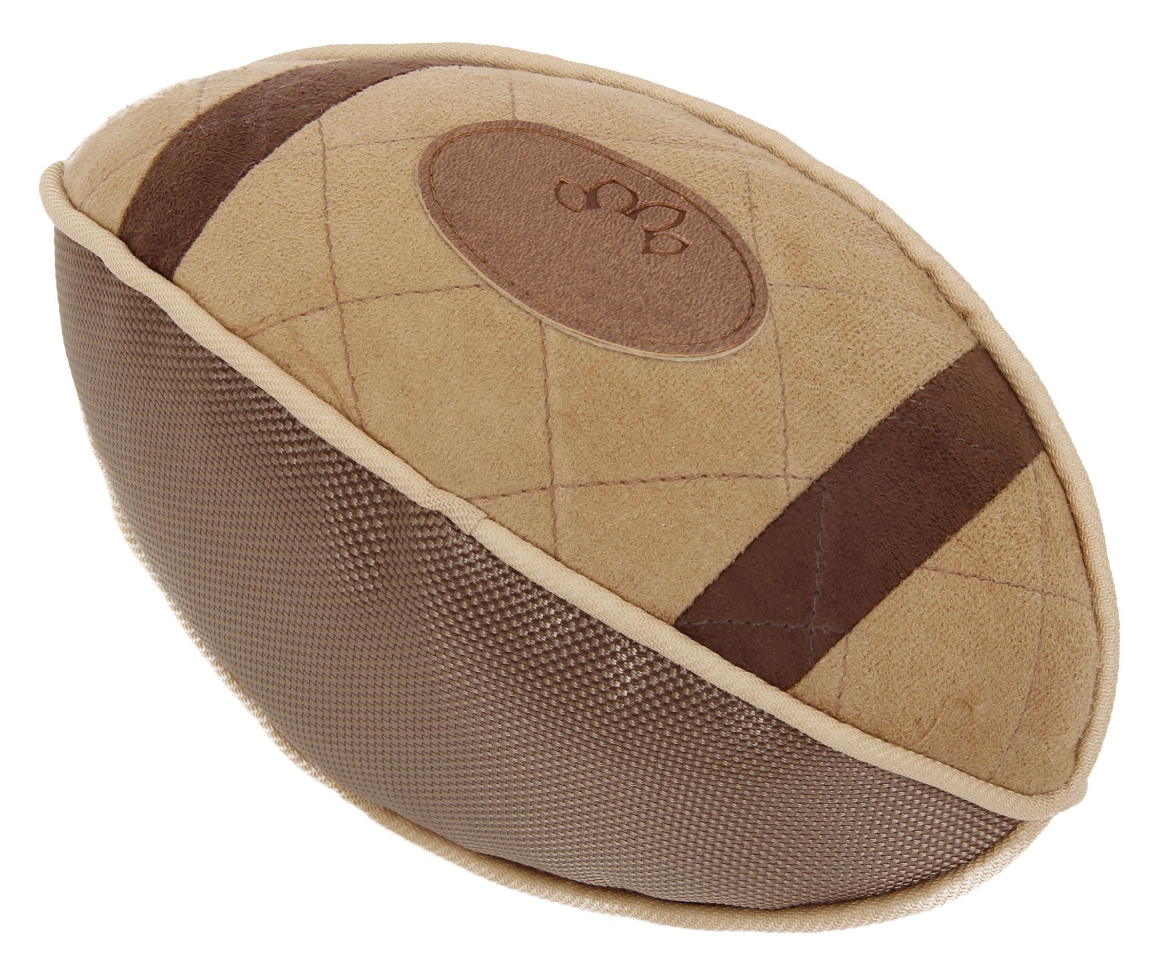Pugskin Durable Oxford Nylon and Mesh Plush Squeaky Football Dog Toy