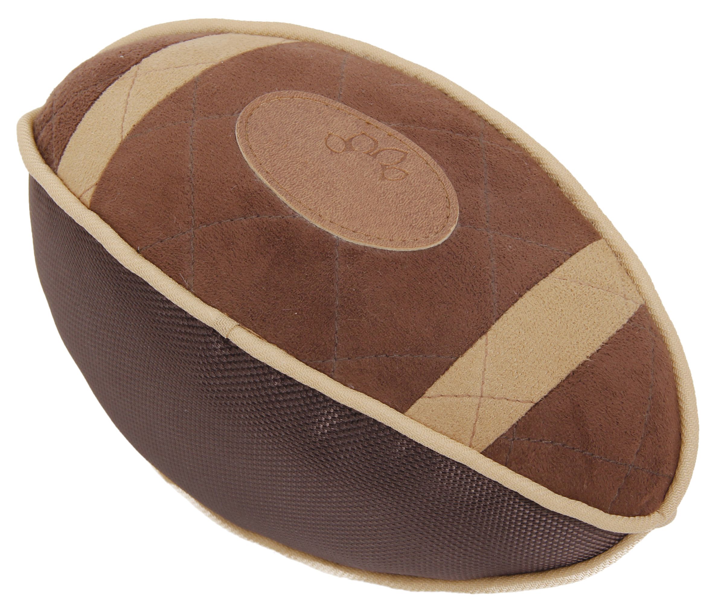 Pugskin Durable Oxford Nylon and Mesh Plush Squeaky Football Dog Toy