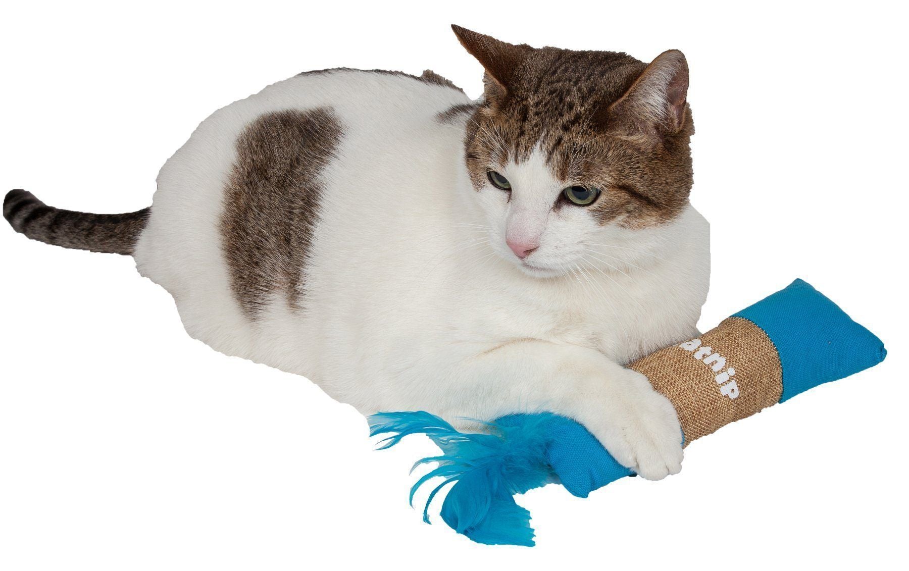 Duffle Feathered Squeak and Crinkle Teaser Plush Cat Toy
