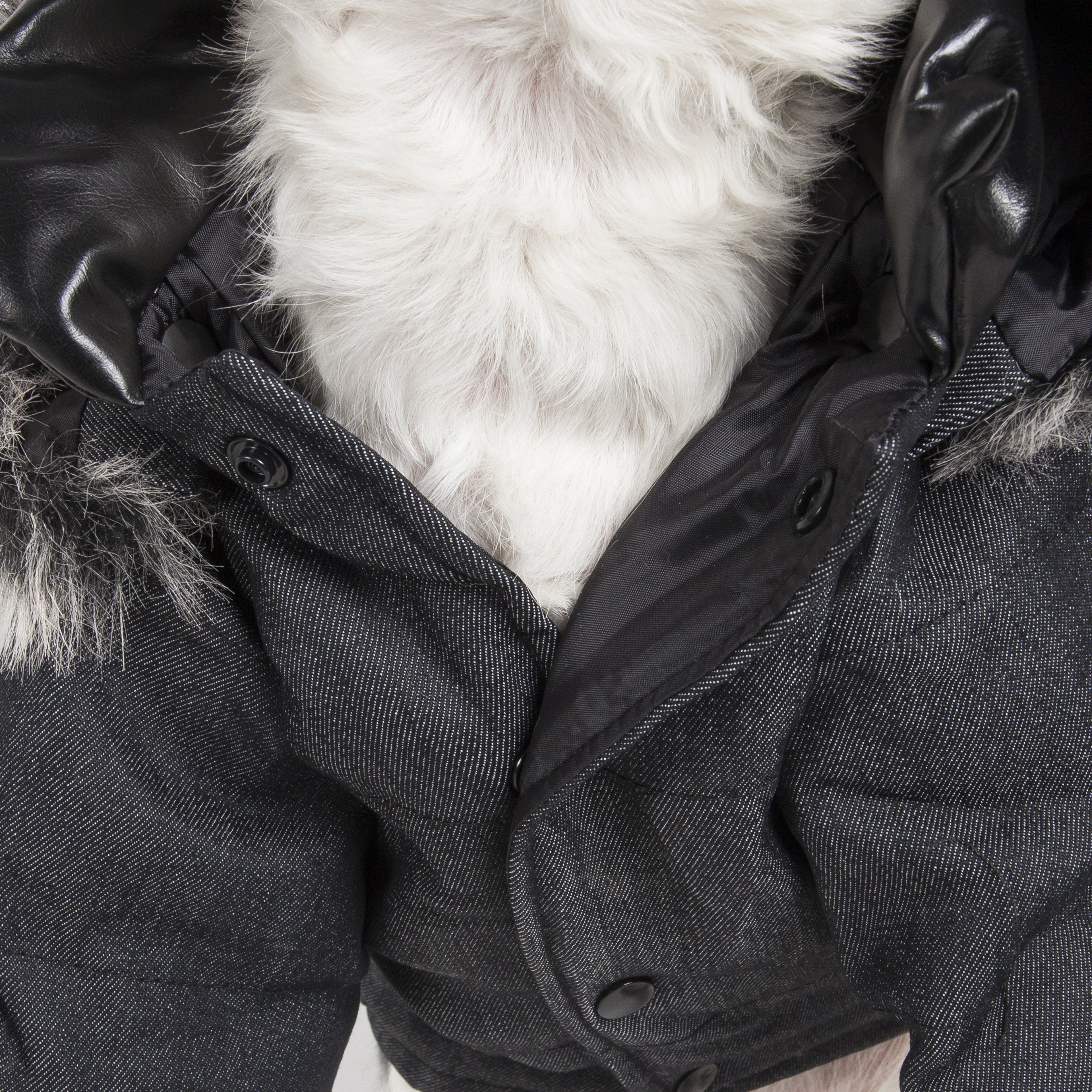 Ruff-Choppered Denim Fashion Wool Dog Coat Jacket