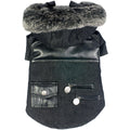 Ruff-Choppered Denim Fashion Wool Dog Coat Jacket