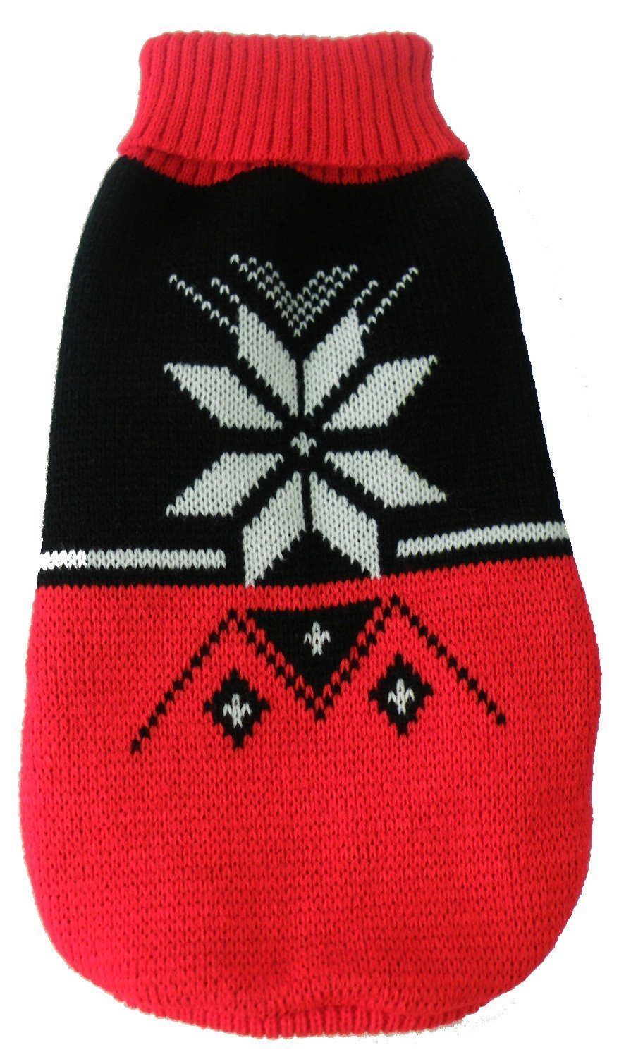 Snow Flake Cable-Knitted Ribbed Fashion Turtle Neck Dog Sweater