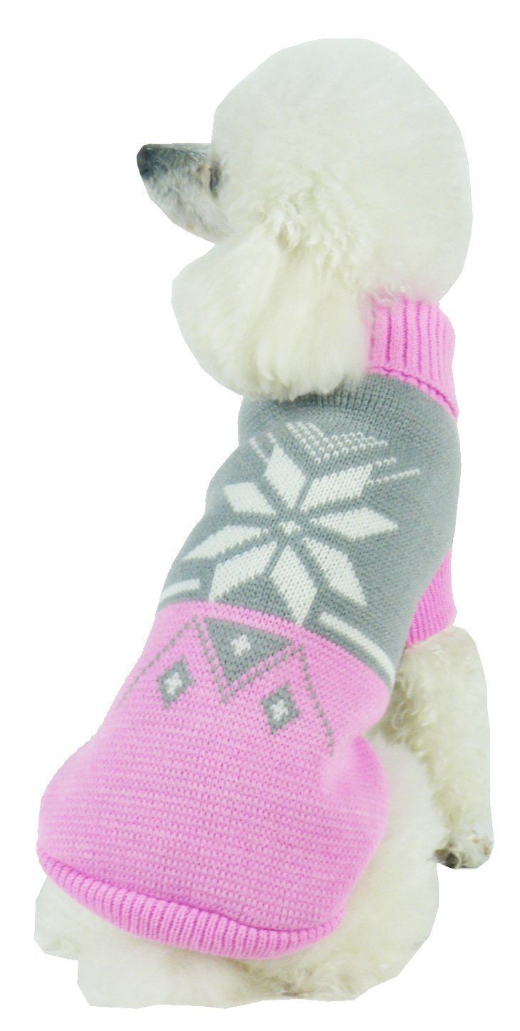 Snow Flake Cable-Knitted Ribbed Fashion Turtle Neck Dog Sweater