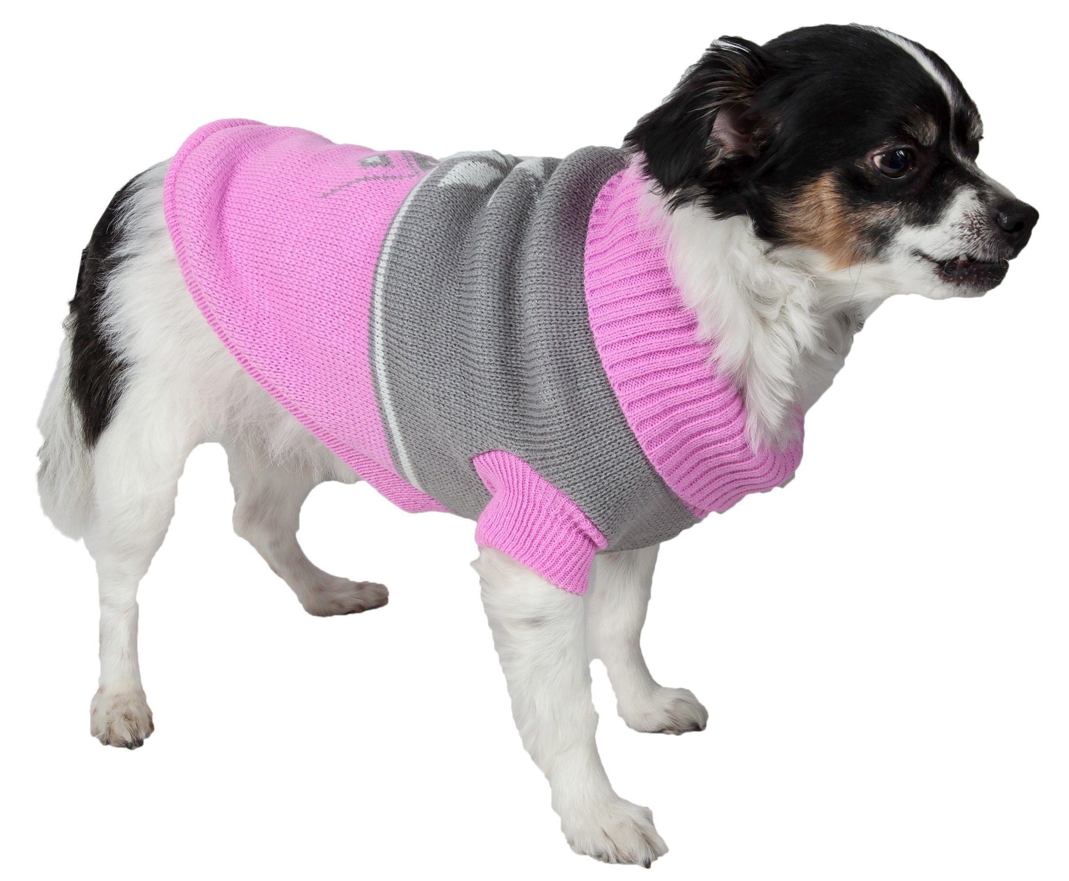Snow Flake Cable-Knitted Ribbed Fashion Turtle Neck Dog Sweater