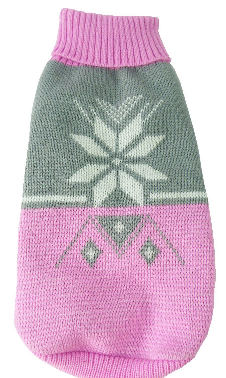 Snow Flake Cable-Knitted Ribbed Fashion Turtle Neck Dog Sweater