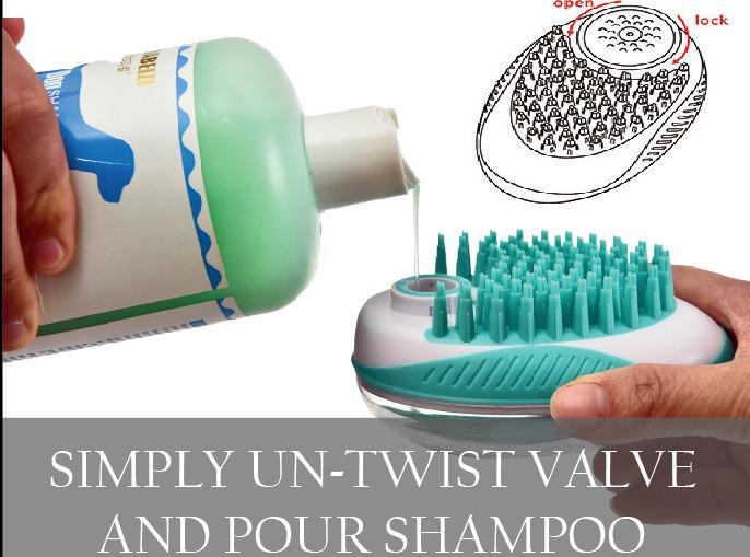 Swasher 2-in-1 Shampoo Dispensing Dog and Cat Bathing Brush – Silicone Grooming Massager