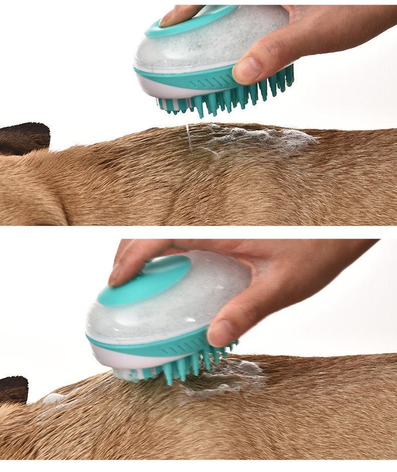 Swasher 2-in-1 Shampoo Dispensing Dog and Cat Bathing Brush – Silicone Grooming Massager