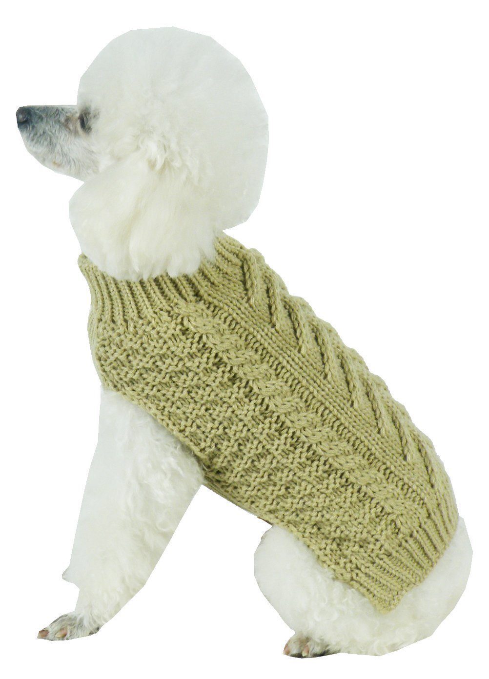 Swivel-Swirl Heavy Cable Knitted Fashion Designer Dog Sweater