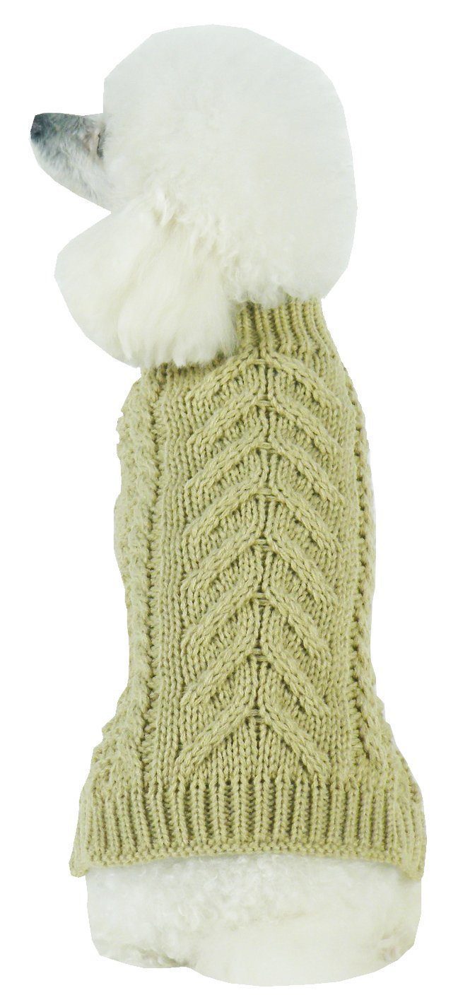 Swivel-Swirl Heavy Cable Knitted Fashion Designer Dog Sweater