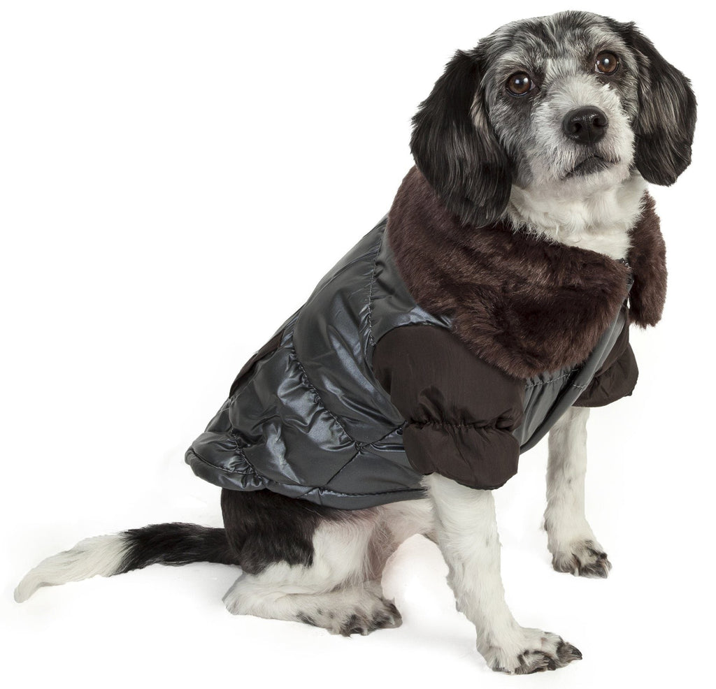 Track-Collared Metallic Ultra Fur 3M Insulated Dog Jacket