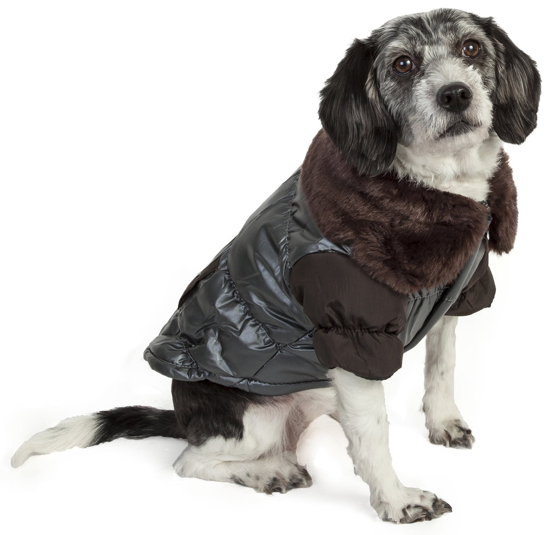 Track-Collared Metallic Ultra Fur 3M Insulated Dog Jacket