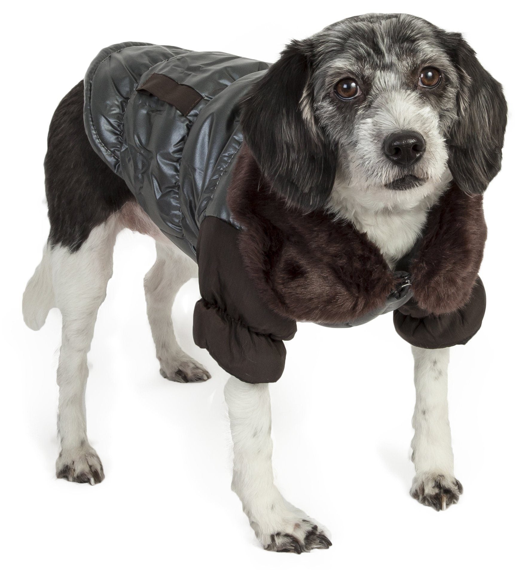 Track-Collared Metallic Ultra Fur 3M Insulated Dog Jacket