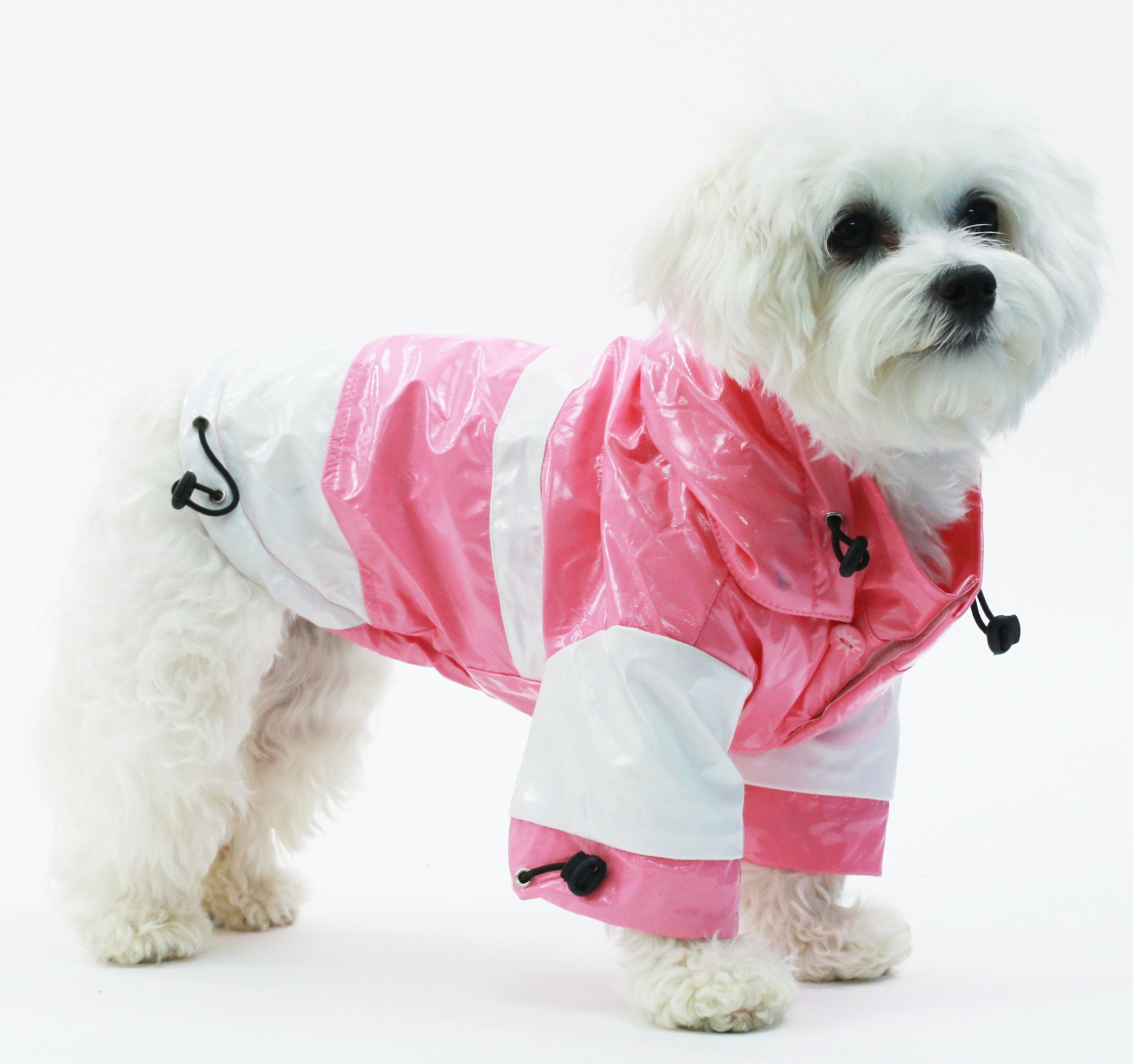Two-Tone Waterproof Adjustable Dog Raincoat with Removable Hood