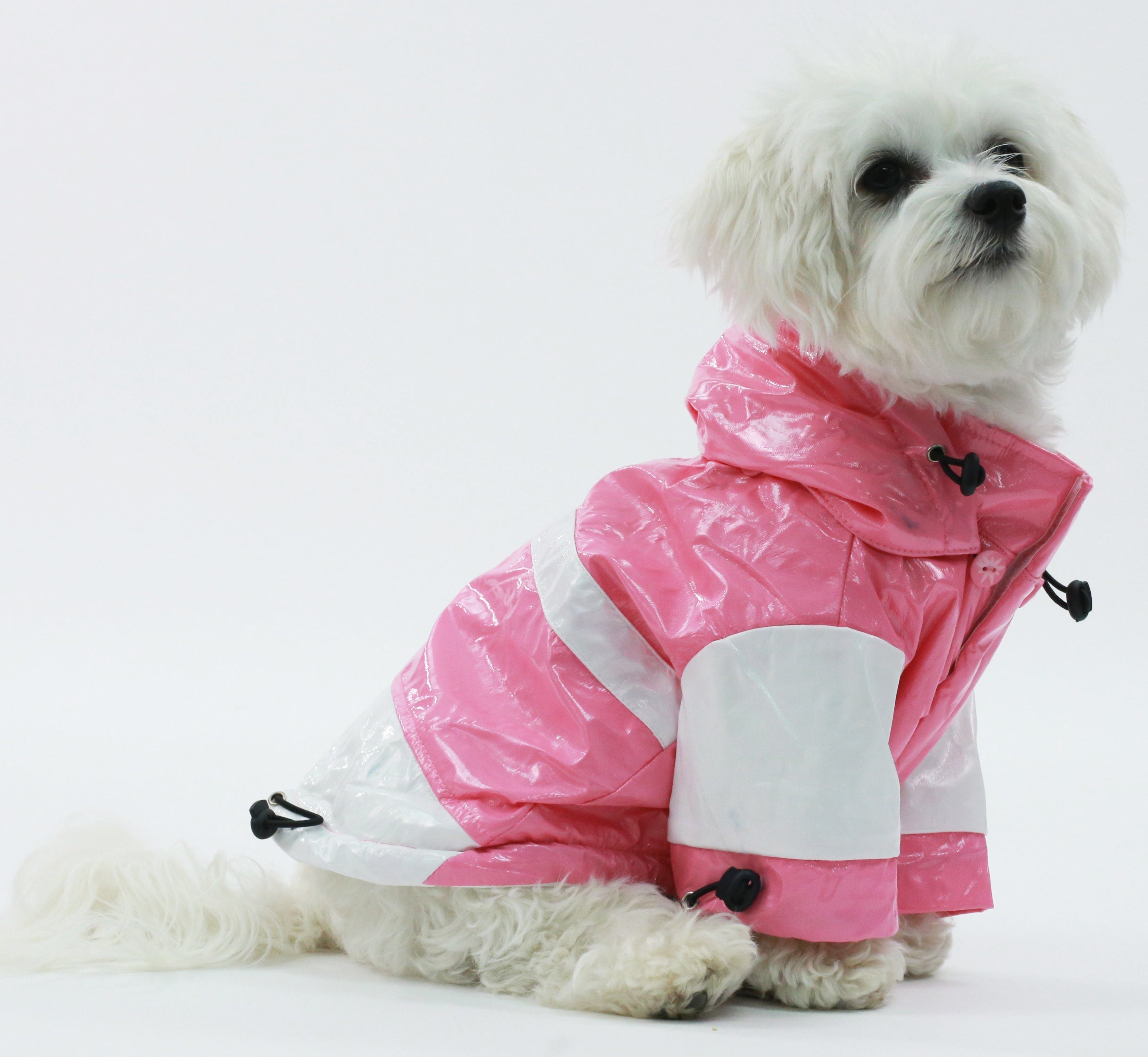 Two-Tone Waterproof Adjustable Dog Raincoat with Removable Hood
